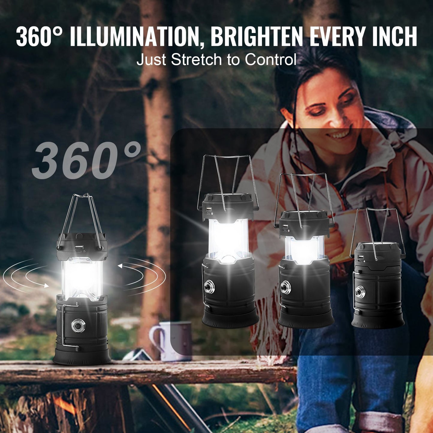 LED Camping Lanterns Portable Rechargeable Lights As Battery Bank 4 PCs - POWERVANT