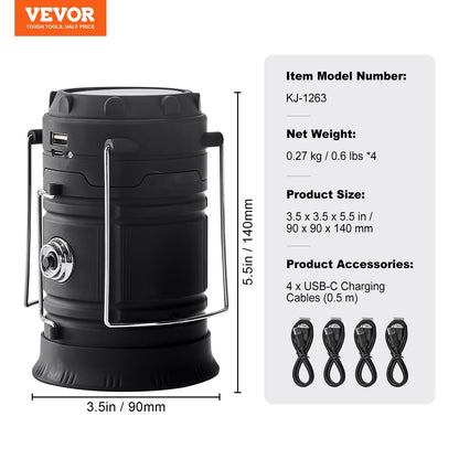 LED Camping Lanterns Portable Rechargeable Lights As Battery Bank 4 PCs - POWERVANT